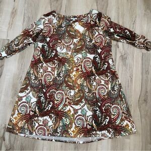 Long Sleeve Paisley Dress XL